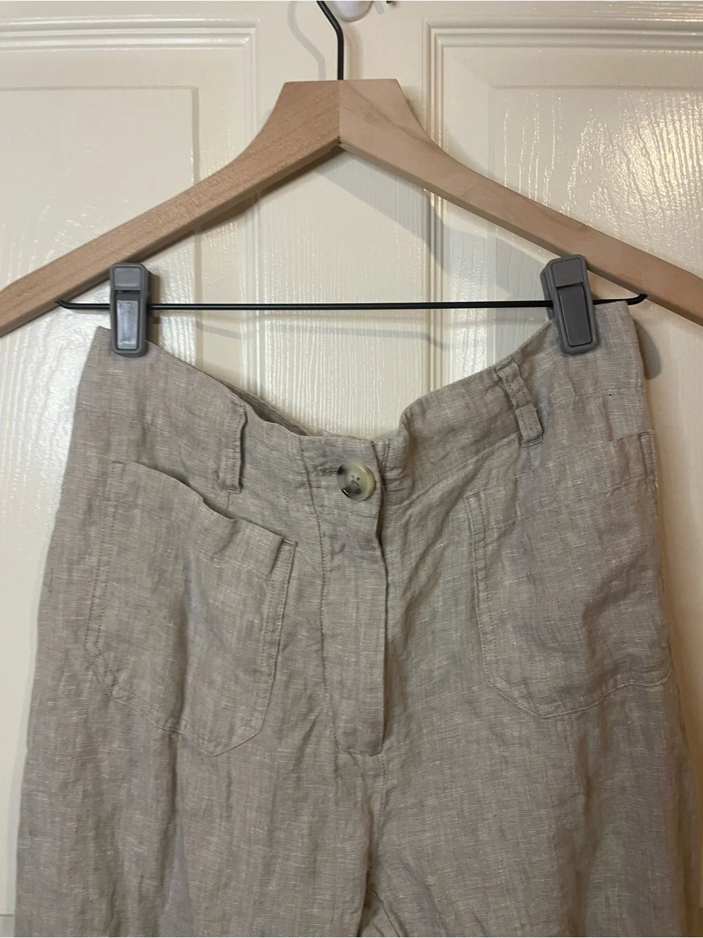 Quince 100% European Linen Patch Pocket Wide Leg Pants in Flax Size 6